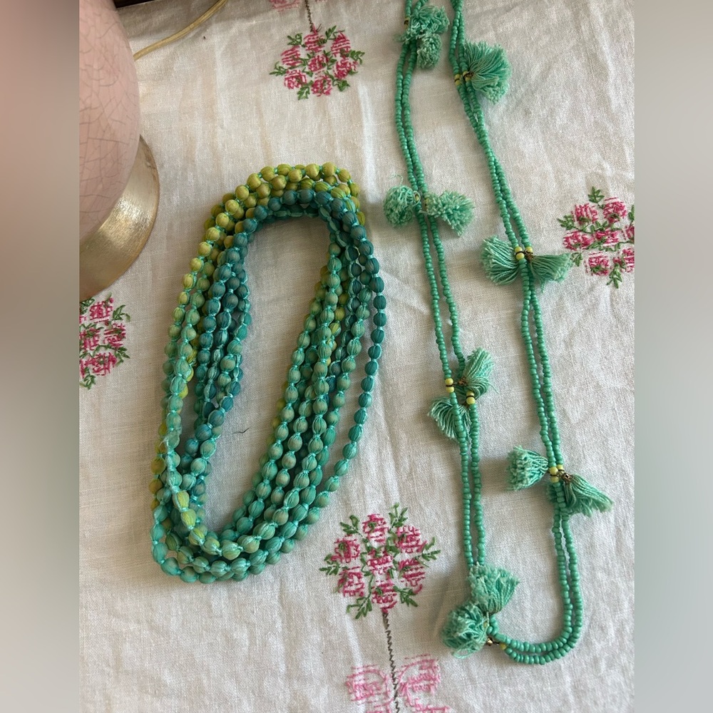 Two Roberta Roller Rabbit turquoise color necklaces